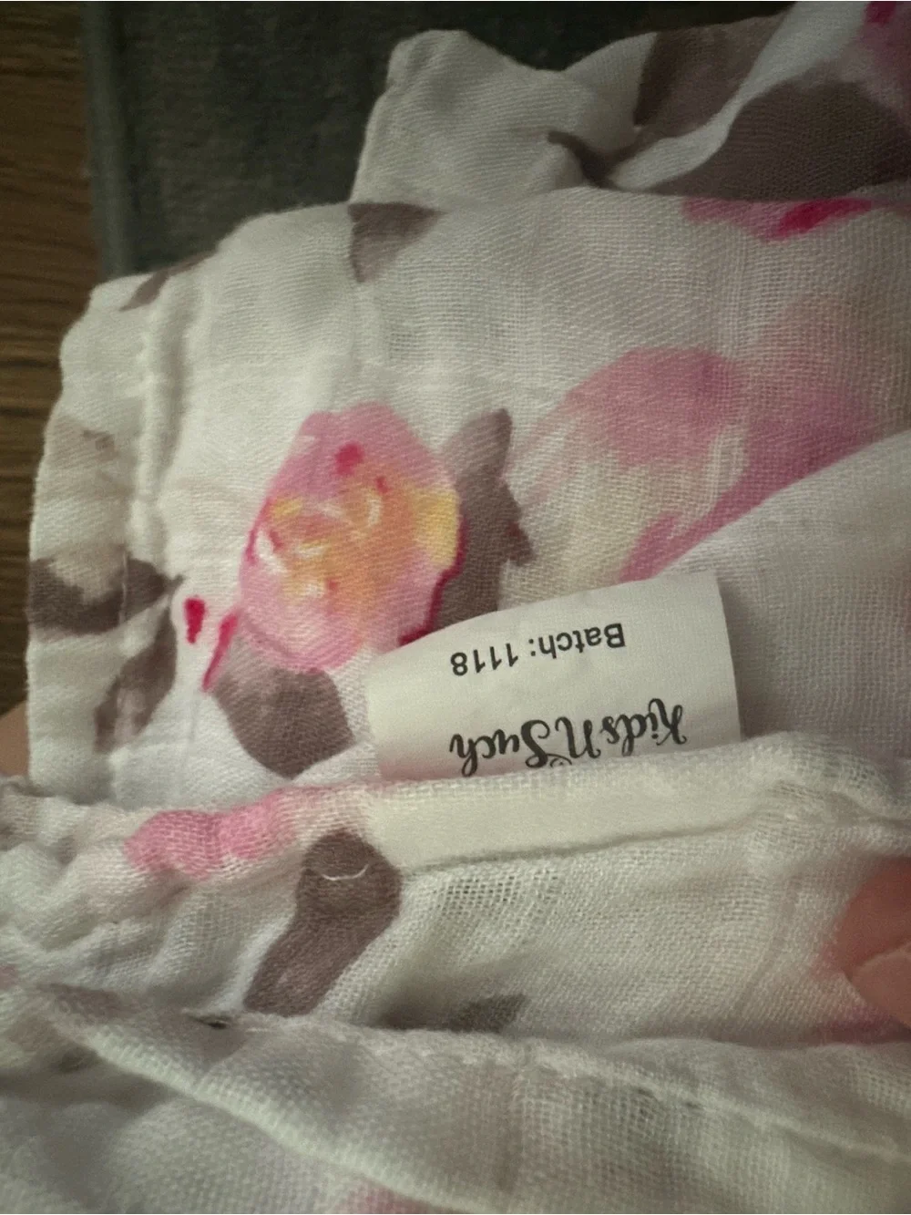 Pink and Cream Floral Cotton Muslin Swaddle